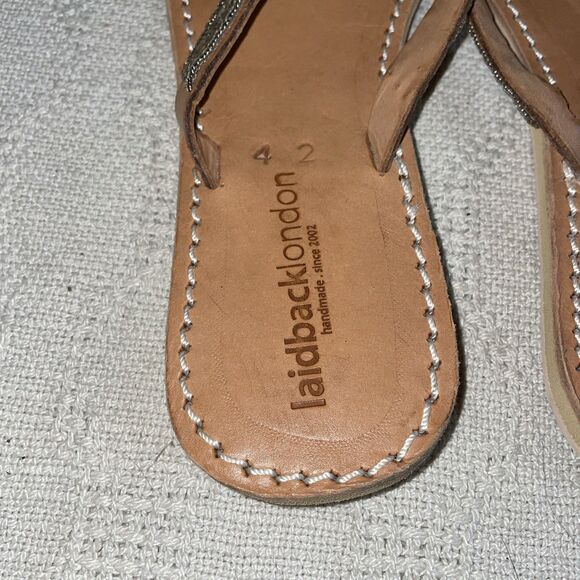 Laidback London Women’s Casual Thongs Size 42 U.S. 11 M Brown Leather Beach - Picture 11 of 12